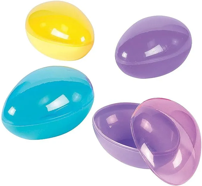 Fun Express 12 Pieces Ginormous Easter Egg, Large Easter Eggs, Each Fillable Plastic Egg Is 7 inch Long - x Large Easter Party Supplies