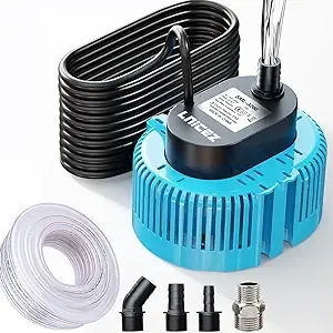 Sump Pump, 950GPH Ultra-quiet, Submersible Water Pump, Pool Cover Pump, Sump Pump for Pool Draining with 16ft Drainage Hose, Upgraded 25ft Thicker Power Cable and 4 Adapters, Blue