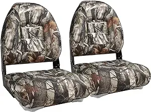 NORTHCAPTAIN High Back Folding Fishing Boat Seat,Camo,2 Seats