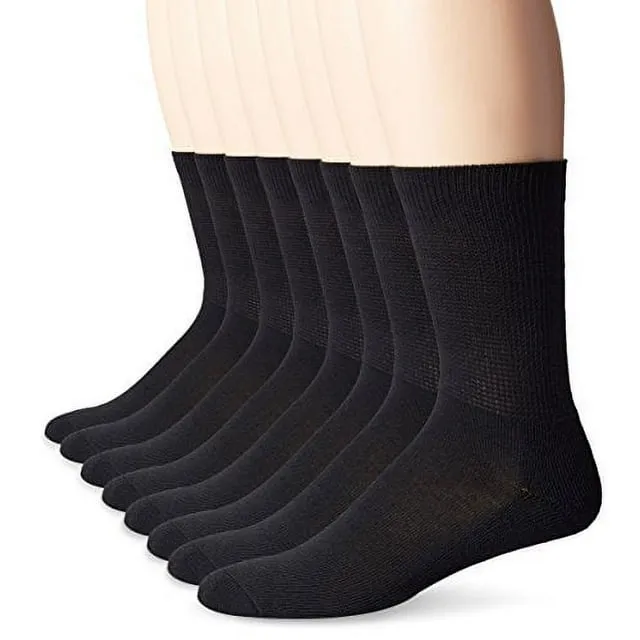 Medipeds Men's Extra Wide Non-Binding Top Crew Socks with Coolmax Fiber 8 Pairs