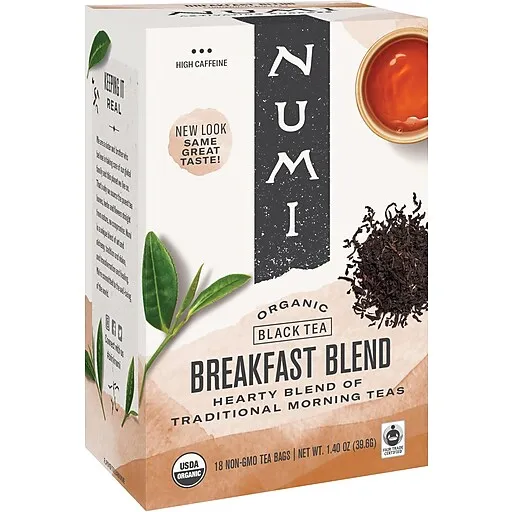 Numi Organic Breakfast Blend Tea, 18 Tea Bags (Pack of 3), Assam, Ceylon & Darjeeling Black Teas (Packaging May Vary)