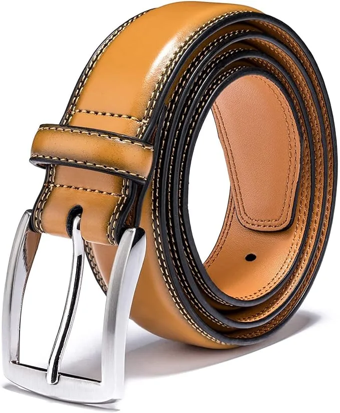 Men's Belt, Genuine Leather Dress Belts for Men - Classic & Fashion Design for Work Business and Casual (Black, 36in)