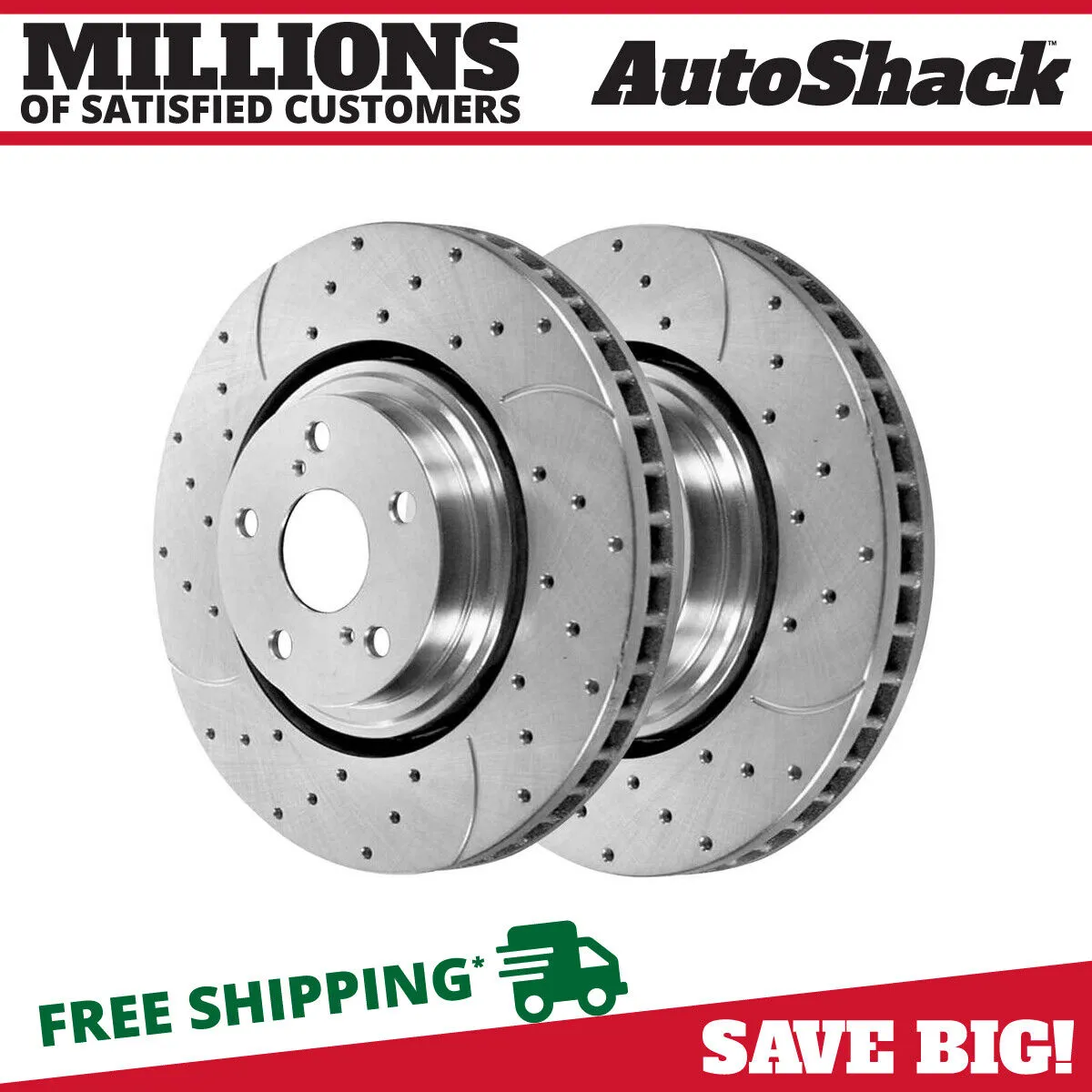 Front Drilled Slotted Brake Rotors Silver Pair 2 for Toyota Highlander Sienna V6