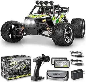 LAEGENDARY RC Cars - 4x4 Onyx Offroad Remote Control Car for Adults - Fast Speed, Waterproof, Electric, Hobby Grade Sand Buggy Truck - 1:12 Scale, Brushed, Green - Black