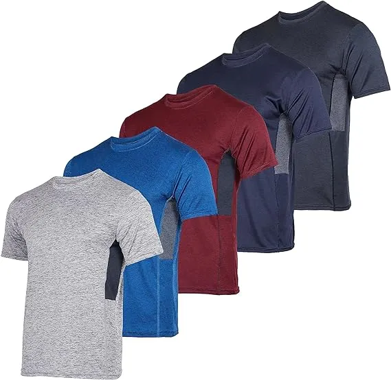 Real Essentials 5 Pack: Youth Dry-Fit Wicking Active Athletic Performance Short Sleeve T-Shirt Boys & Girls Shirts