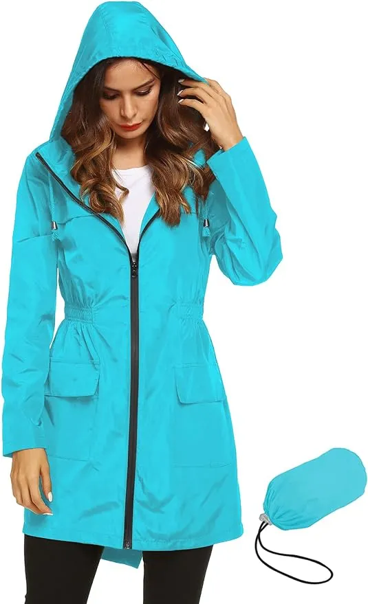 Lomon Women Waterproof Lightweight Rain Jacket Active Outdoor Hooded Raincoat