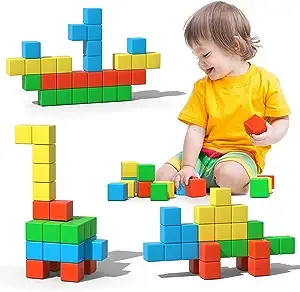 Magnetic Blocks, 1.34 inch Large Magnetic Building Blocks, 3D Magnetic Cubes for Toddlers, Preschool Educational Construction Kit, Sensory Montessori Toys Kids Blocks for Boys Girls Toddlers