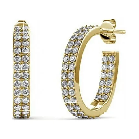 Cate & Chloe Grace 18k Yellow Gold Plated Hoop Earrings with Swarovski Crystals Gift for Women