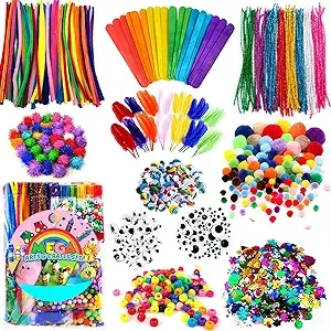 FUNZBO 1200pcs+ Arts and Crafts Supplies for Kids - Craft Medium, Multicolor 