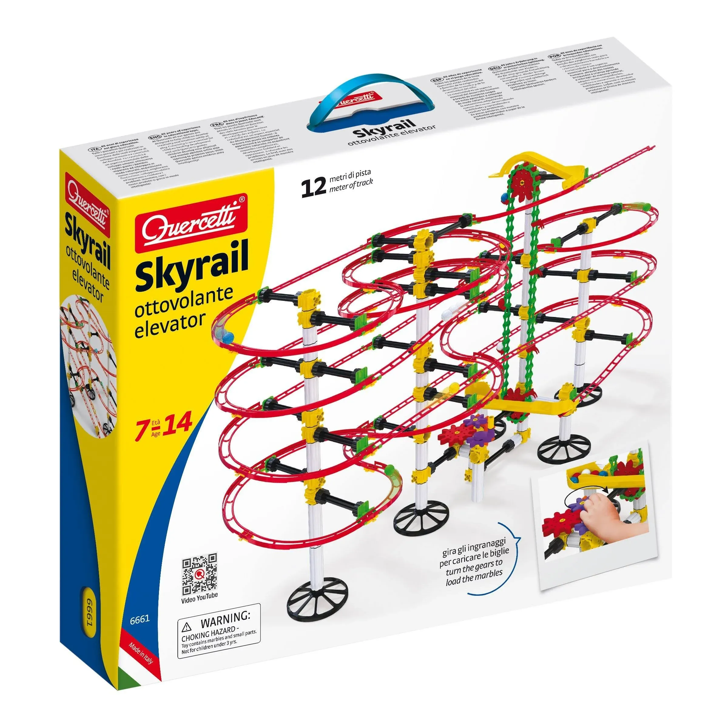 Quercetti Skyrail Ottovolante Elevator Playset, 360 Pieces Marbles