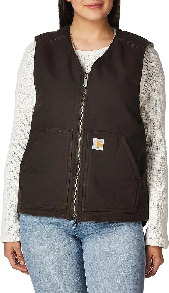 Carhartt Men's Dark Washed Duck Sherpa Lined Vest Dark Brown X-LargeCarhartt Men's Dark Washed Duck Sherpa Lined Vest Dark Brown X-Large