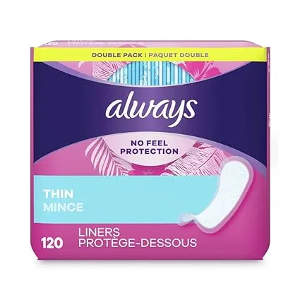 Always Thin Daily Liners, Unscented, Regular - 120 count