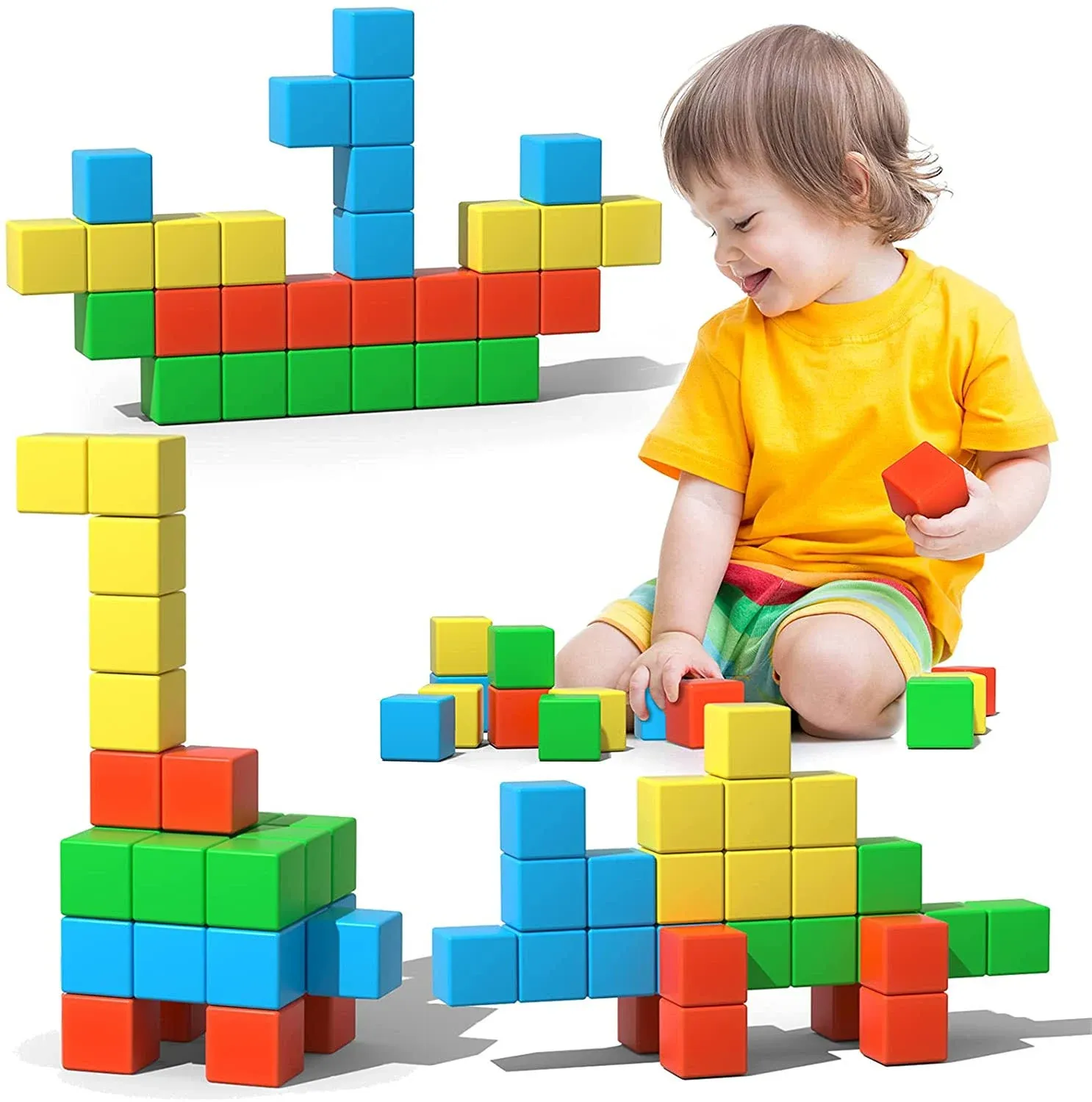 BREIS Magnetic Blocks  3D Magnetic Cubes for Kids  Preschool Educational Construction Kit  Sensory Montessori Toys Kids Blocks for Boys Girls Toddlers