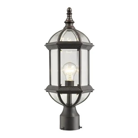 Annex 1 Light Outdoor Post Mount, Rust & Clear Beveled