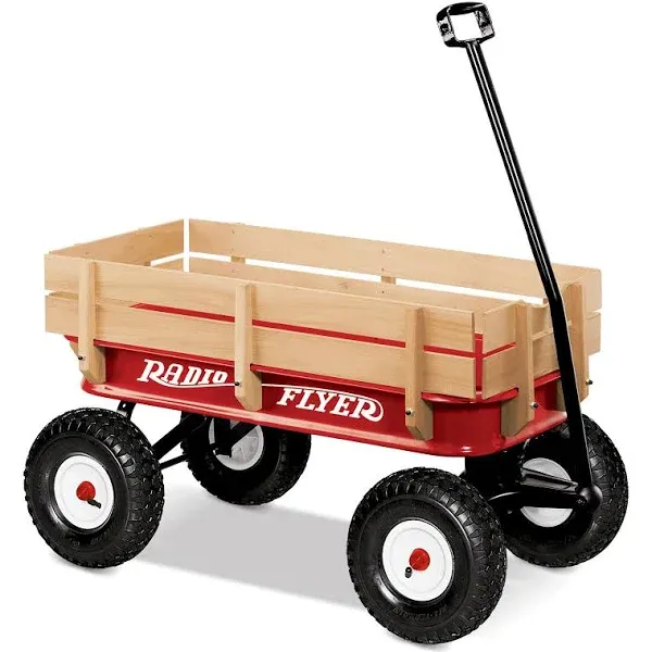 Radio Flyer 34&#034; All-Terrain Steel &amp; Wood Wagon, Air Tires, Red NEW Fast Shipping