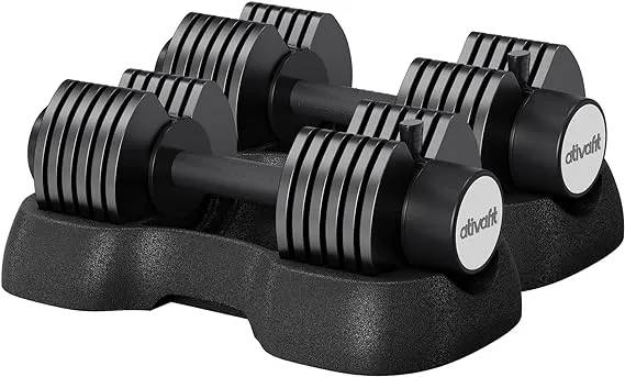 Ativafit 27.5 LBS/ 44LBS/66LBS/88<wbr/>LBS Adjustable Dumbbell Set with Anti-Slip Hand