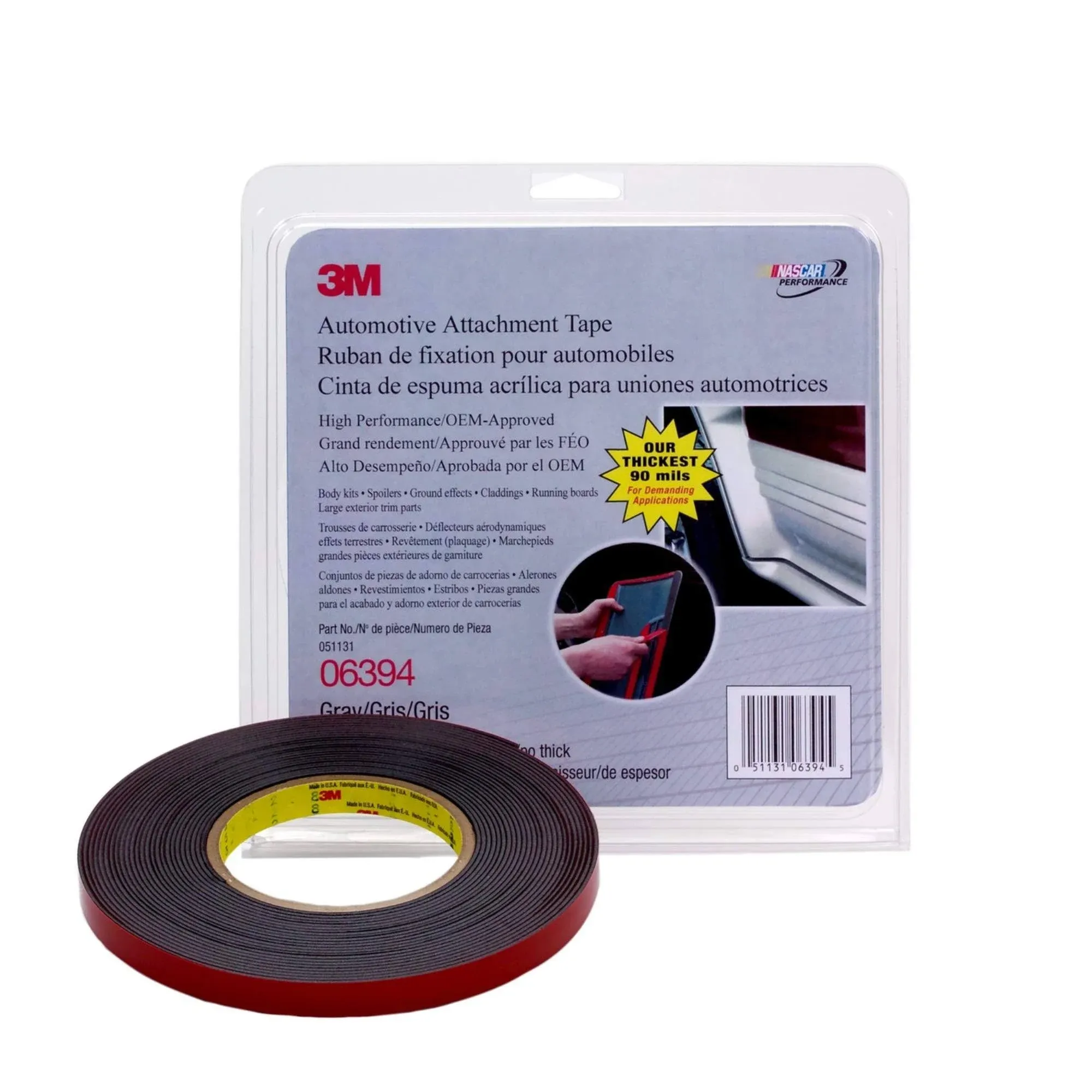 3M MMM 6394 06394 1/2" Double Sided Attachment Tape, Grey