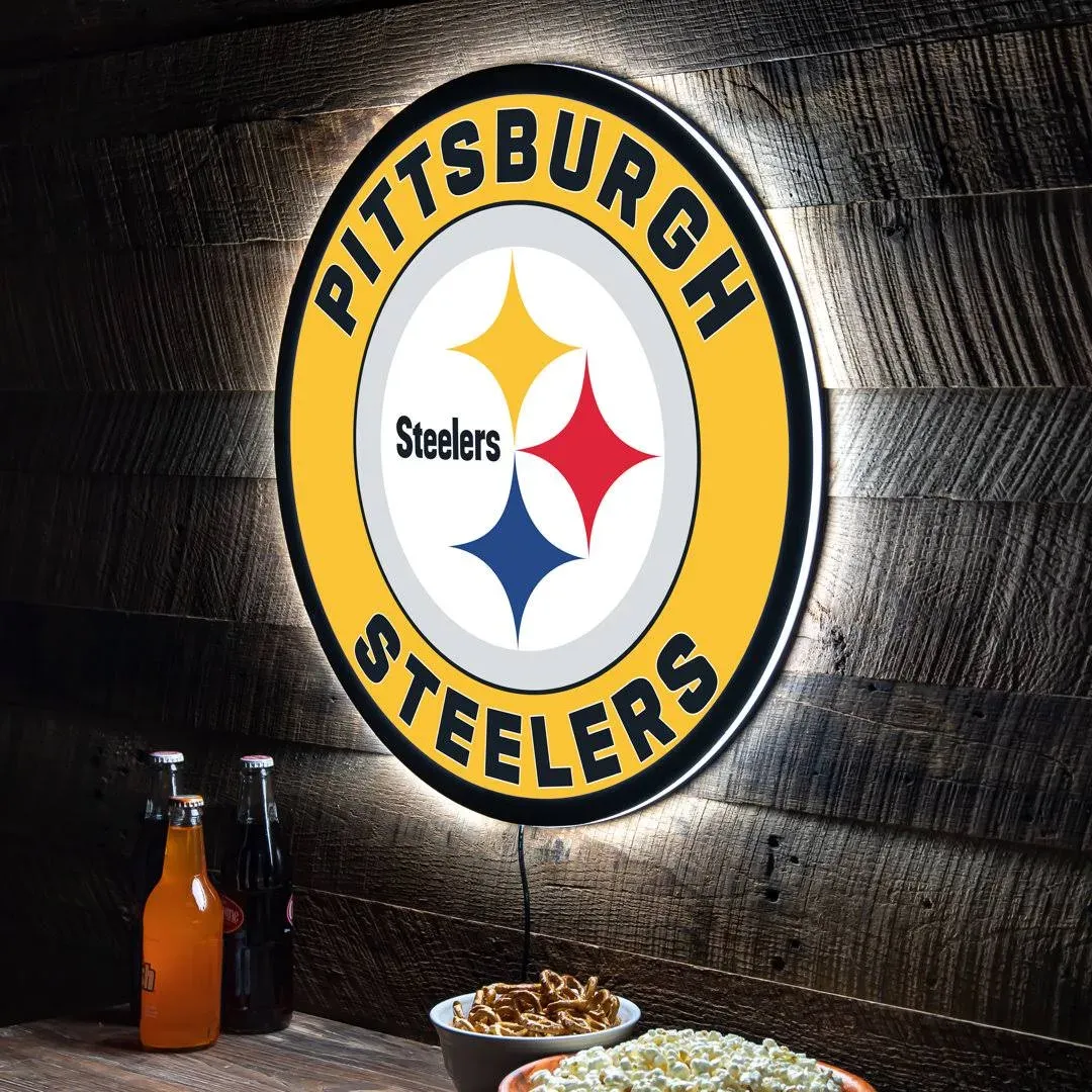 Evergreen Pittsburgh Steelers Round LED Wall Décor One-Size