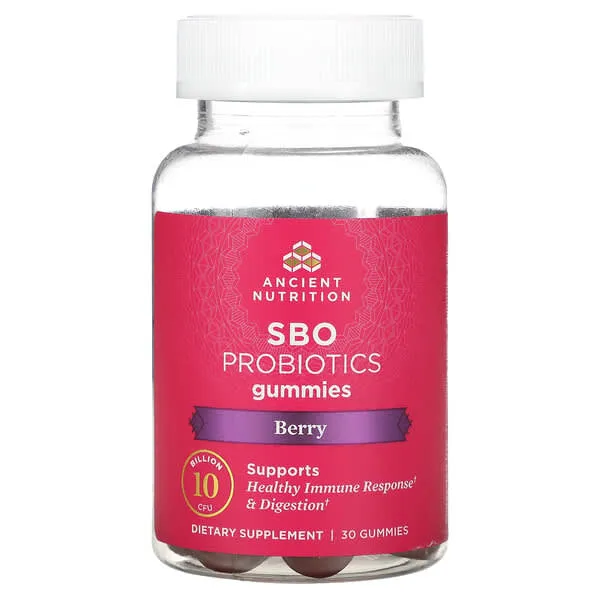 Ancient Nutrition, SBO Probiotics Gummies, Berry, 10 Billion, 30 Gummies (5 ...