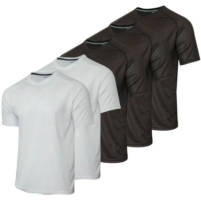 Real Essentials 5 Pack Men’s Active Quick Dry Mesh Crew Neck T Shirts | Athletic Short Sleeve Tee (Available in Big & Tall)