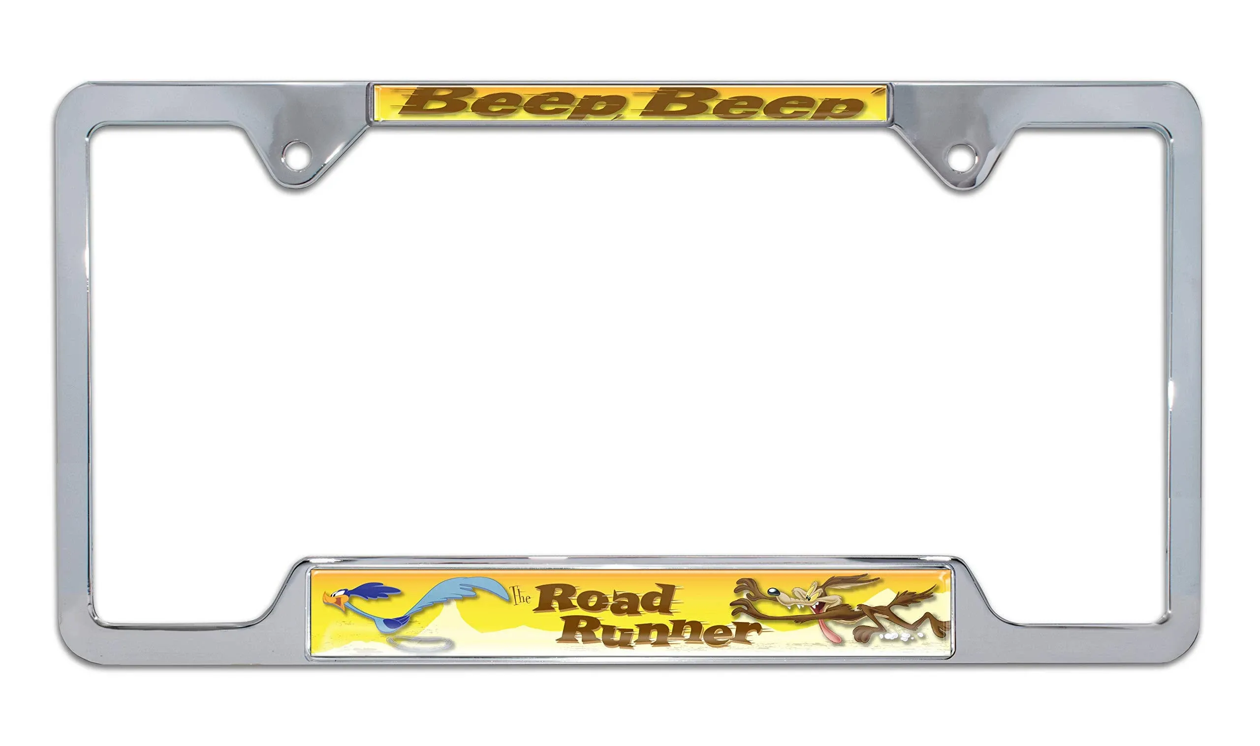 Road Runner Open Chrome Metal License Plate Frame