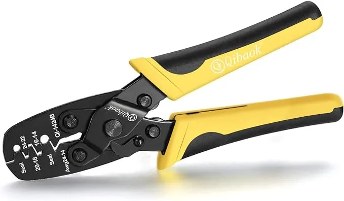 Qibaok Open Barrel Terminal Crimper Plier Tool for Molex Style DELPHI AMP TYCO Crimping Terminals 24-14 AWG