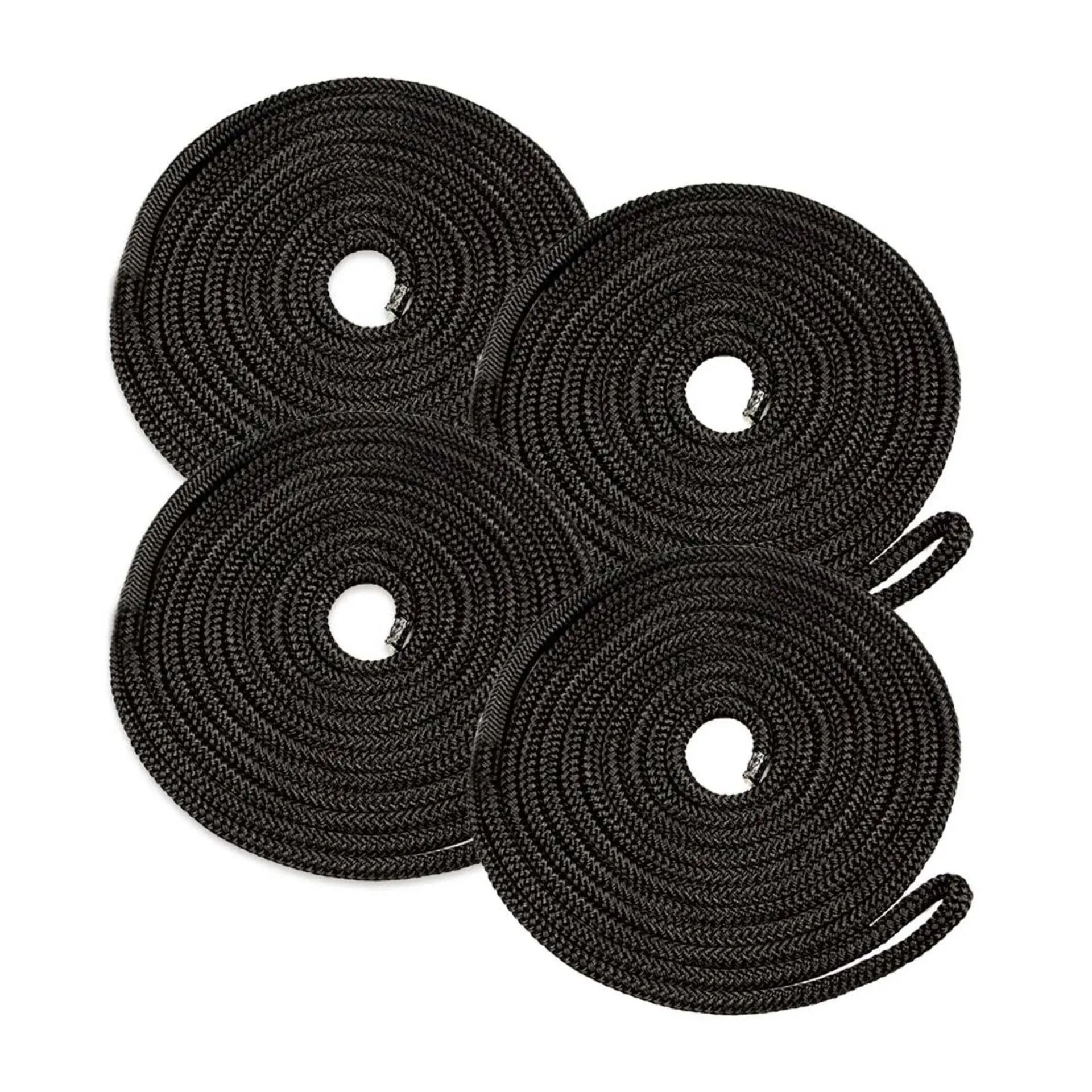 DC Cargo Marine-Grade Double-Braided Boat Dock Lines Dock Tie 3/8 X 15' (Pack of 4) Black Marine Rope Braided Nylon Docking Line with 12” Eyelet | Marine Rope for Boats | Boat Ropes for Docking