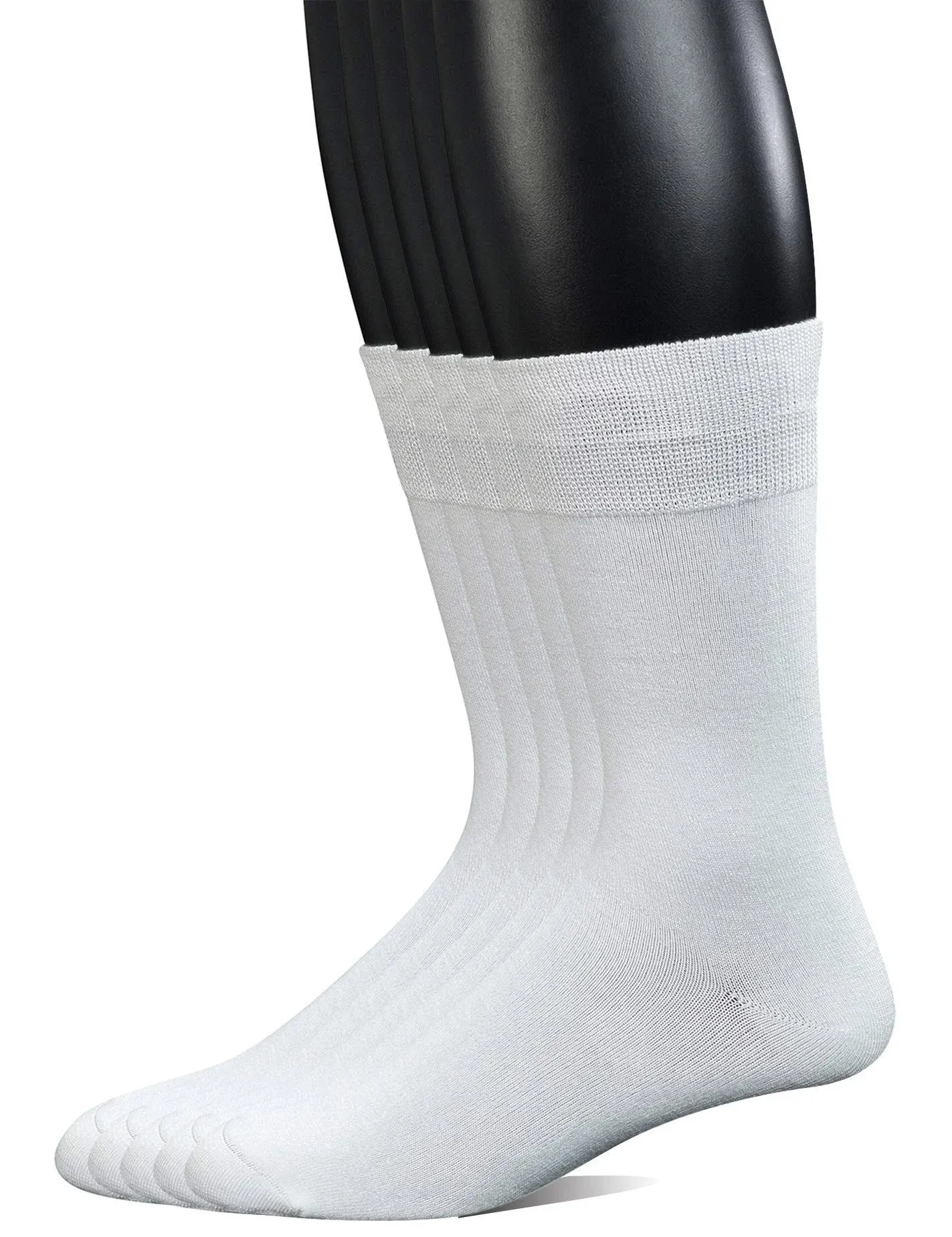 Yomandamor Men&#039;s 5 Pairs Wide Stretched Top Crew Dress Socks