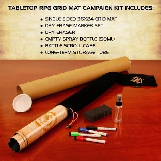 Enhance RPG Grid Mat - Tabletop DND Map (24x36 inch) Role Playing Dry