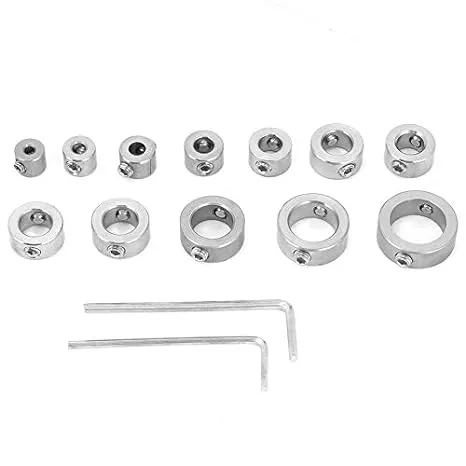 Drill Bit Depth Stop Collar Kit Set 12pcs 3-16mm Stainless Steel Drilling Limit Ring with Hex Wrench