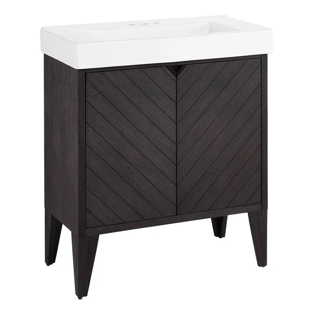 30" Fircrest Single Bathroom Vanity with Integral Sink Signature Hardware Base Finish: Charcoal