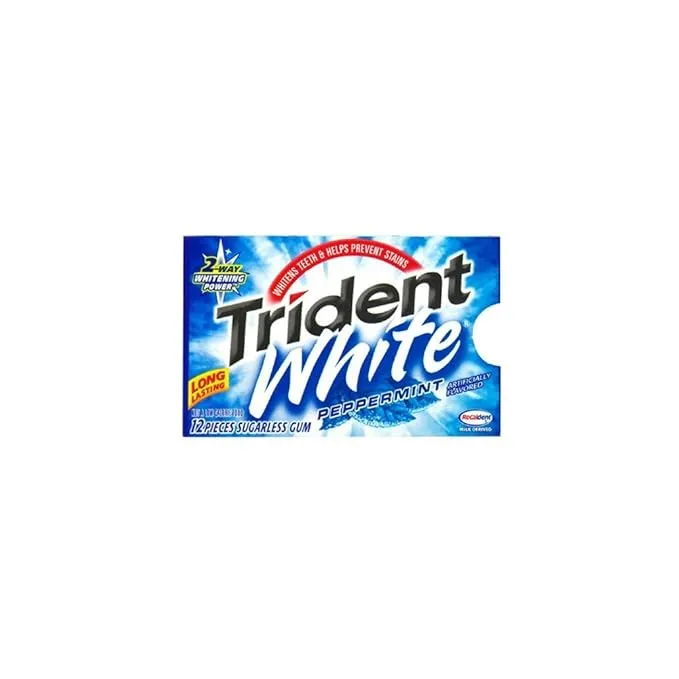 Trident White Gum, Sugar Free, Peppermint - 12 - 12 piece pkgs [144 pieces]