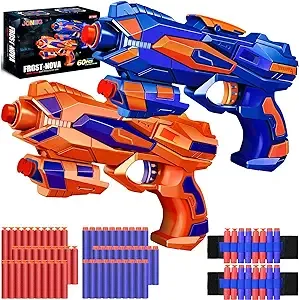 2 Pack Blaster Guns Toy​, Guns Toys for Kids Age 6 8 Birthday Gift for 6-7 Year Old Boys Girls Ideas Gifts for Boys Kids Age 6 10 Outdoor Games Toys for 9 yr Old Boy