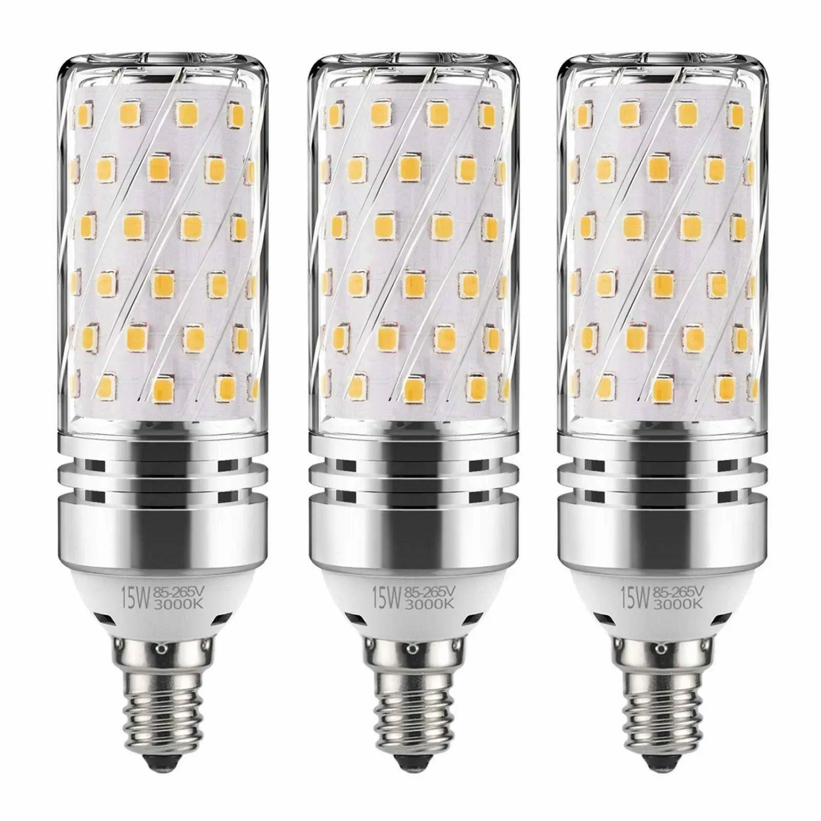 gezee E12 LED Corn Bulbs,15W LED Candelabra Light Bulbs 120 Watt Equivalent, 1500lm, Warm White 3000K LED Chandelier Bulbs, Decorative Candle, 4.1in*2.1in, Non-Dimmable LED Lamp(3-Pack)