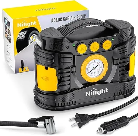 Nilight Tire Inflator Portable Air Compressor Dual Power for Car 12V DC