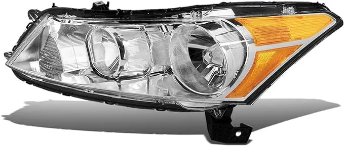 DNA Motoring OEM-HL-0003-L Chrome Factory Style Driver Side Headlight Replacement For 08-12 Accord Sedan