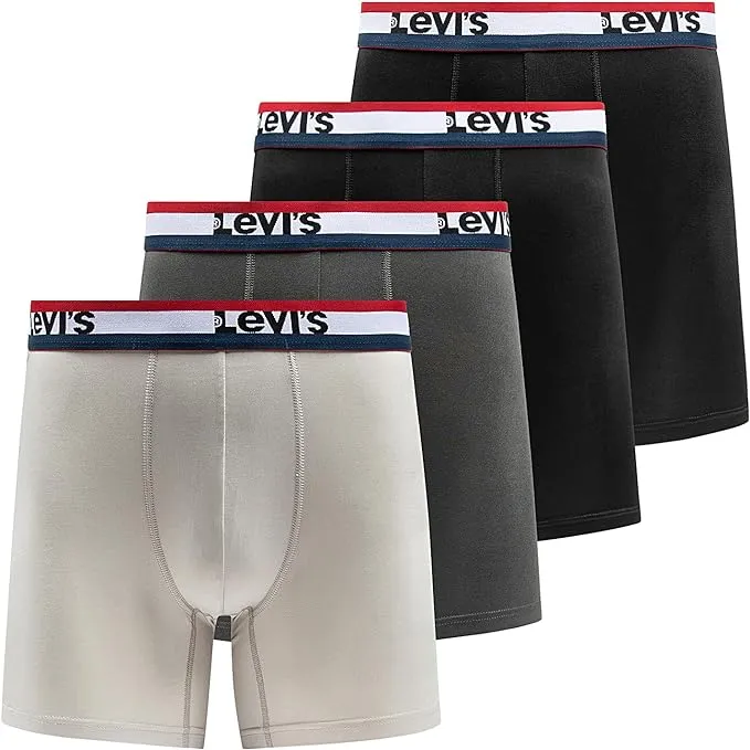 Levi's Mens Underwear Microfiber Boxer Brief for Men Ultra Soft 4 Pack