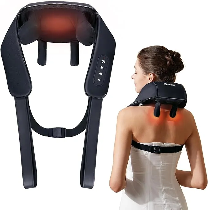 Neck Massager with Heat, Cordless Deep Tissue 4D Expert Kneading Massager, Shiatsu Neck and Shoulder Massage Pillow for Neck, Traps, Back and Leg Pain Relief, Gifts for Men Women Mom Dad