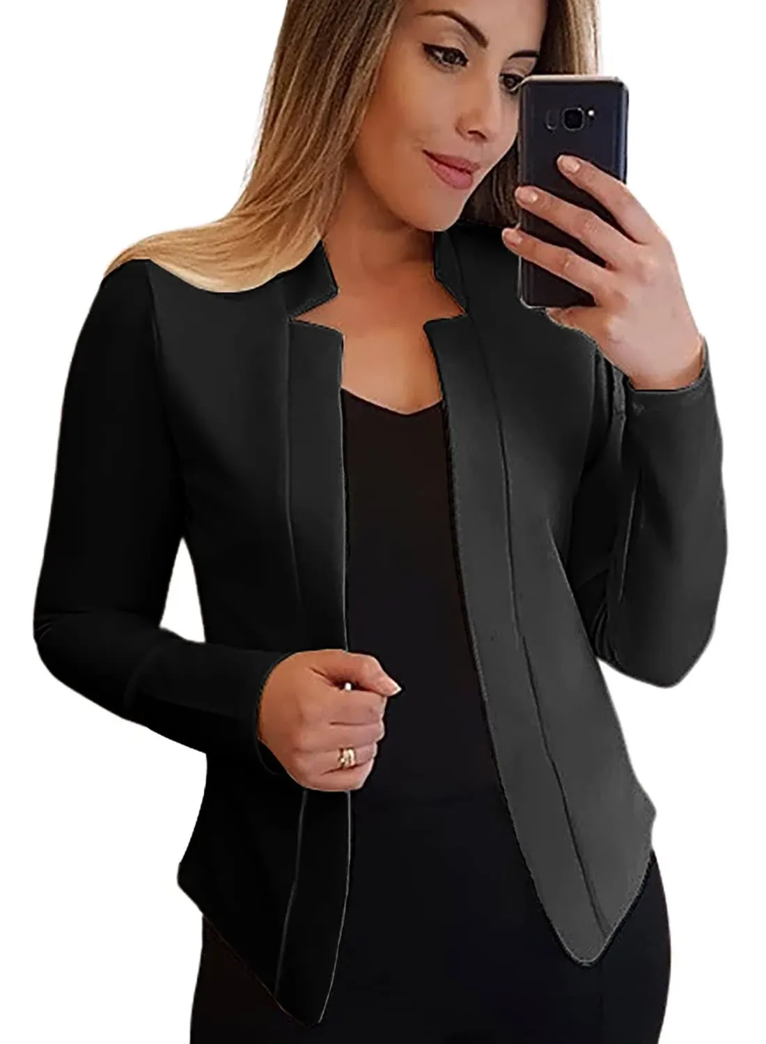 utcoco Womens Casual Business Blazers Open Front Long Sleeve Slim Work Office Bl