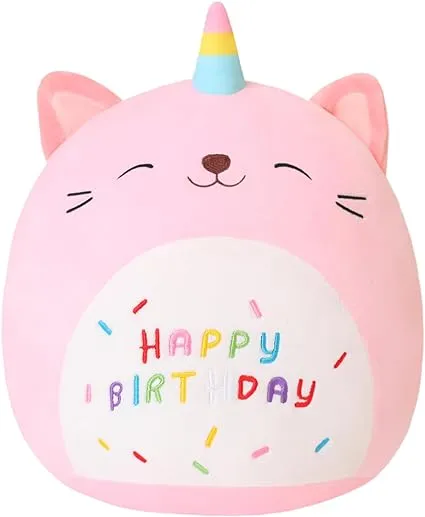 SQEQE Plush Cuddly Stuffed Animal Kitty Pillow Gift for Kids (Pink, 10 inch)