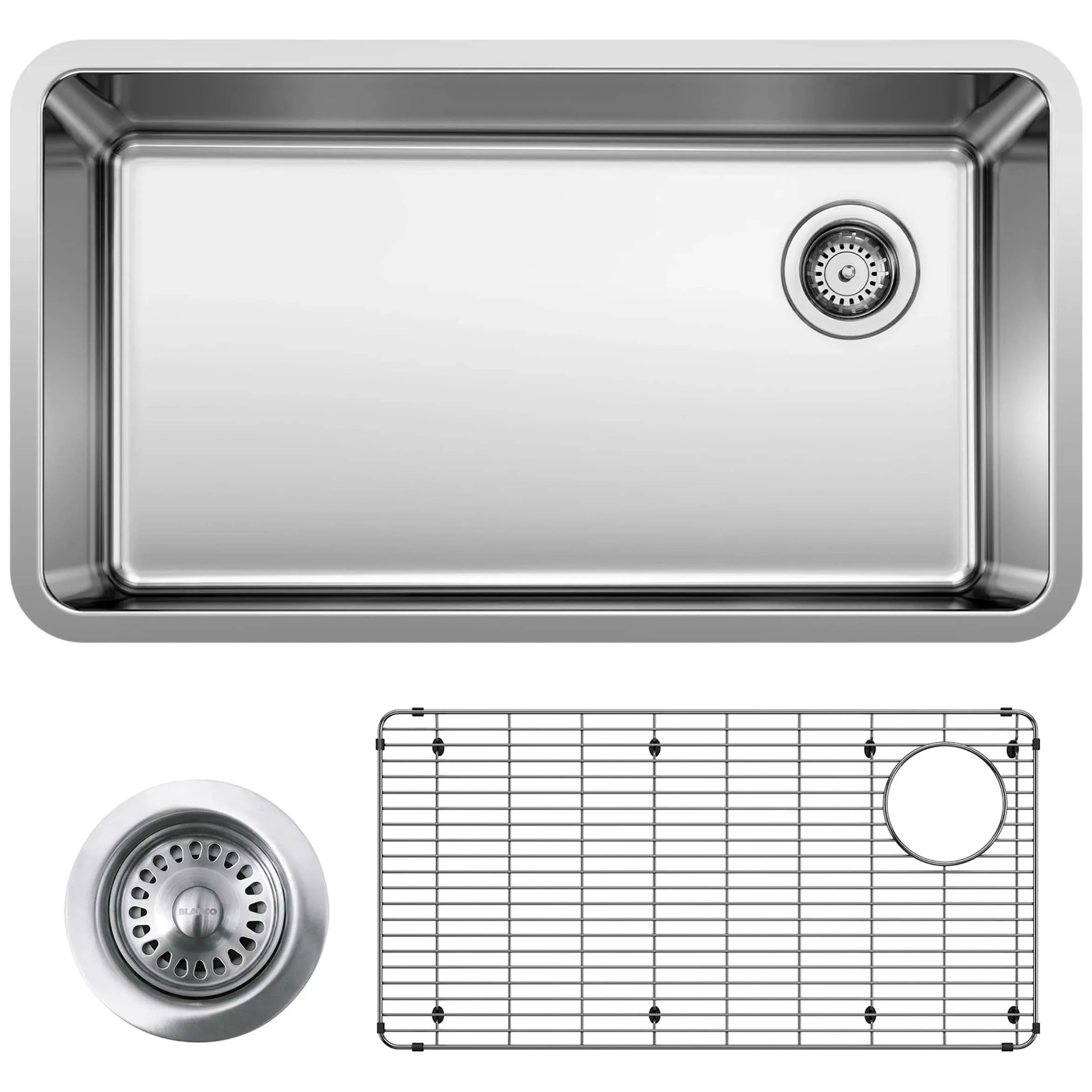 BLANCO Formera Undermount 33-in x 18-in Satin Polished Finish Stainless Steel Single Bowl Kitchen Sink