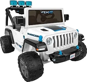 Bundle of Power Wheels Jeep Wrangler 4Xe Ride-On Toy with Sounds and Working Light Bar, Multi-Terrain Traction, Seats 2, Ages 3+ Years + Replacement Battery 12-Volt 12-Ah Rechargeable