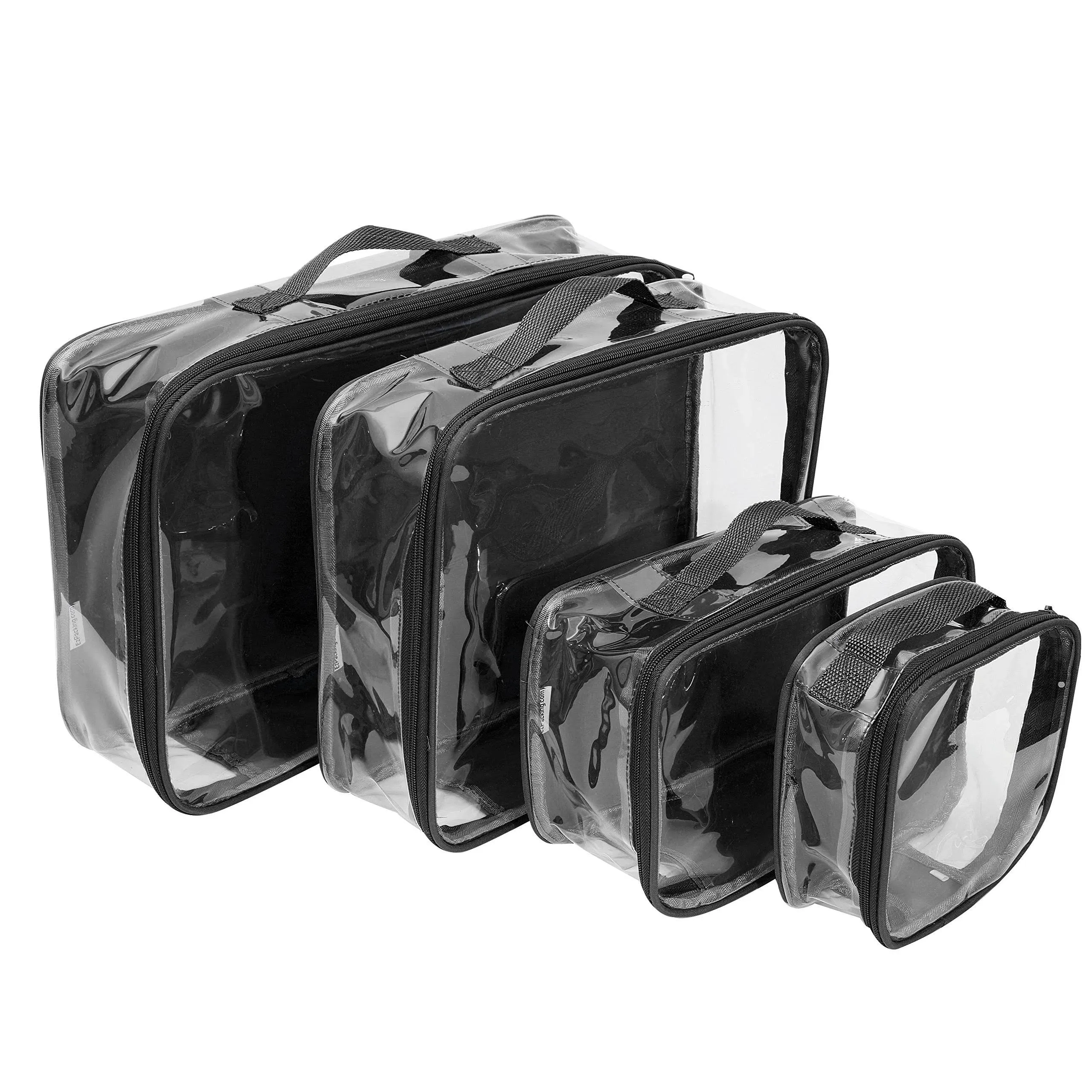 Clear Packing Cubes set of 4 / Packs 7-10 Days of Clothes/Premium PVC Plastic Storage Cube