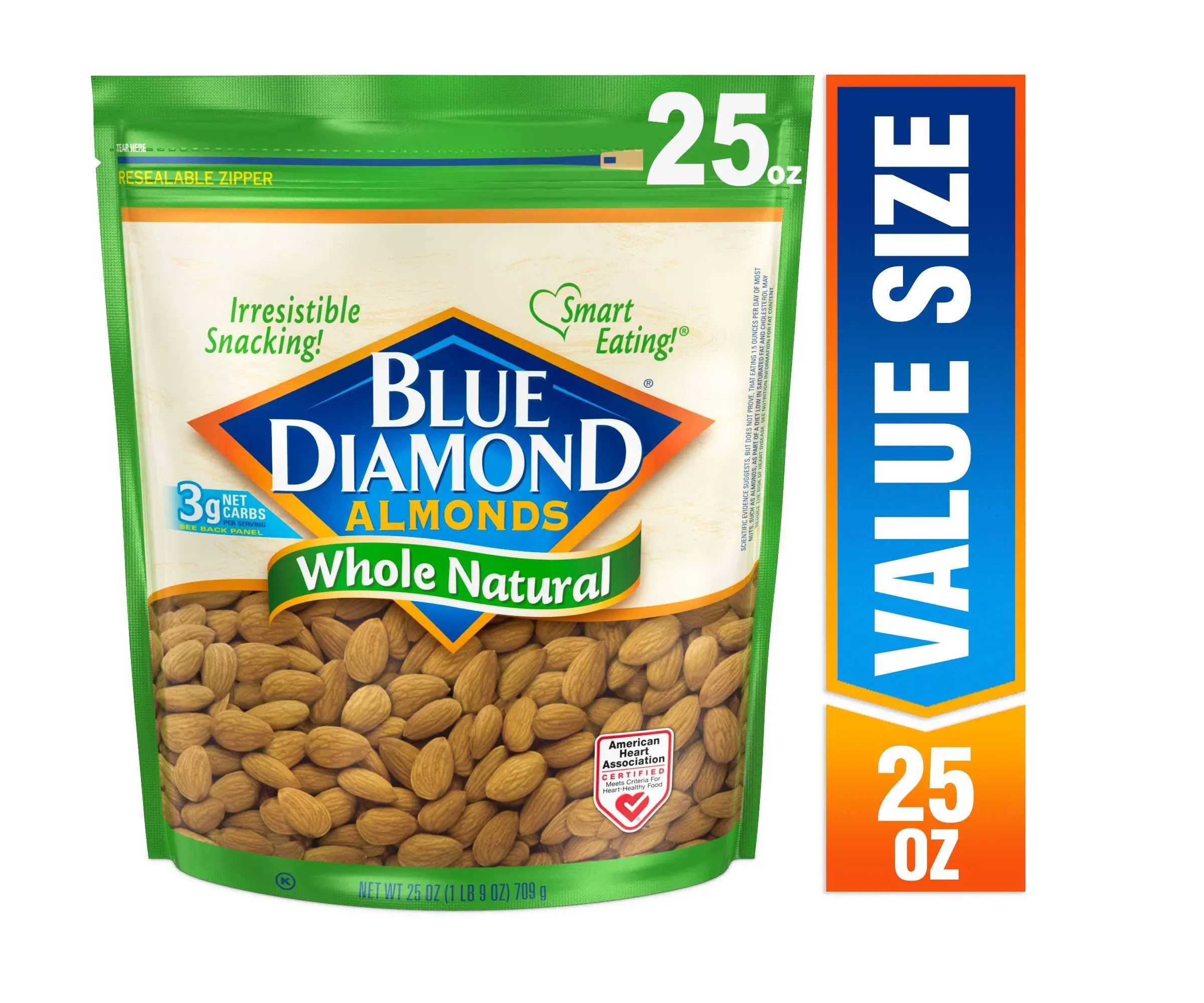 Blue Diamond Almonds, Whole Natural - 25 oz