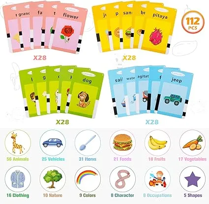 Talking Flash Cards with 224 Sight Words, Montessori Educational Learning Interactive Toddler Toys, Speech Therapy and Autism Sensory Toys, Pink