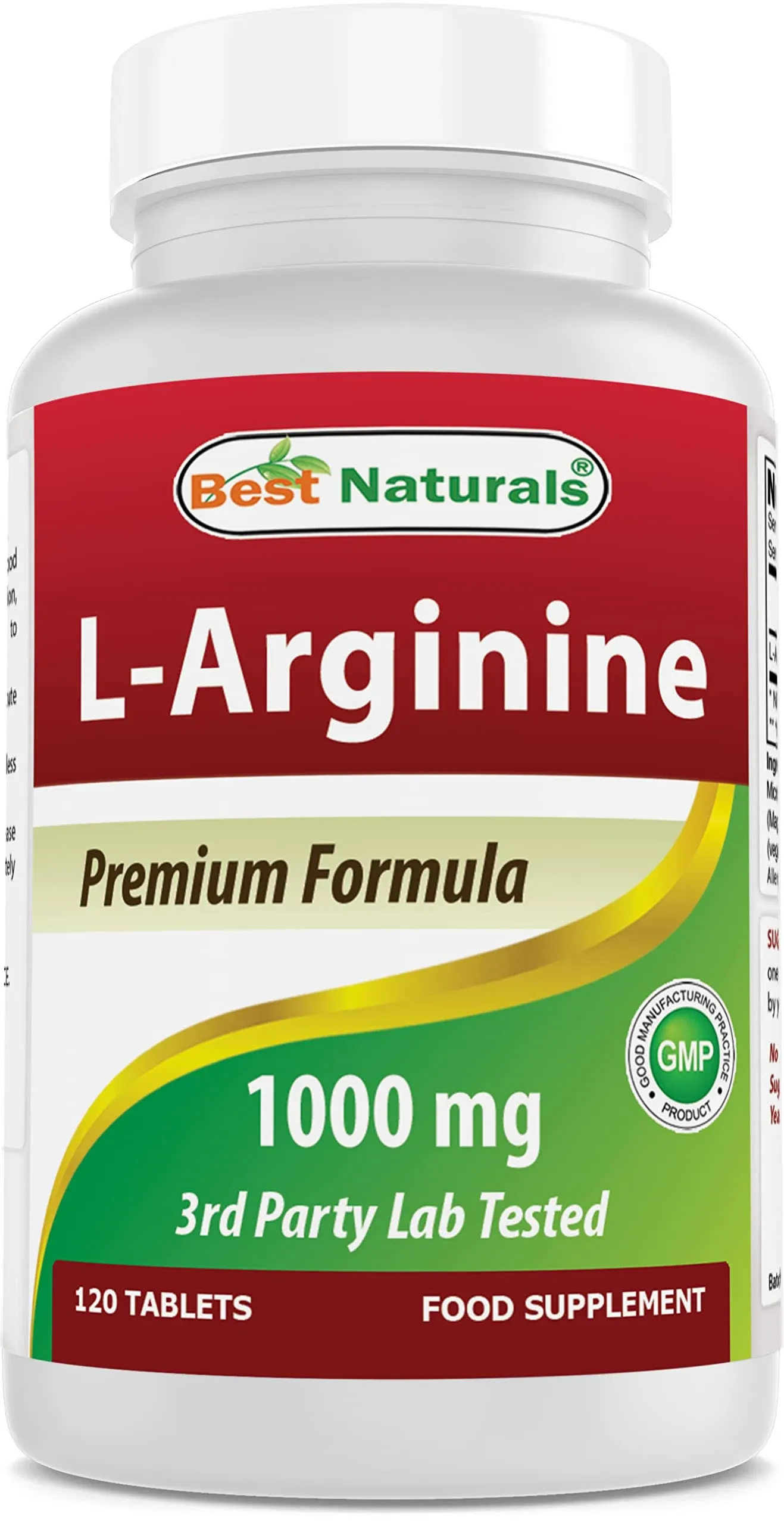 Best Naturals 3 Pack L-Arginine 1000 mg 120 Tablets - Pharmaceutical Grade L ...