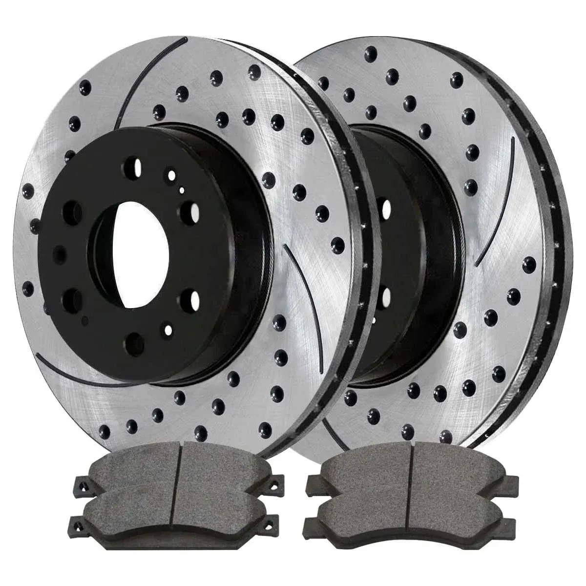 Autoshack SCDPR65099650991092 Front Drilled and Slotted Brake Kit Rotors Black ...