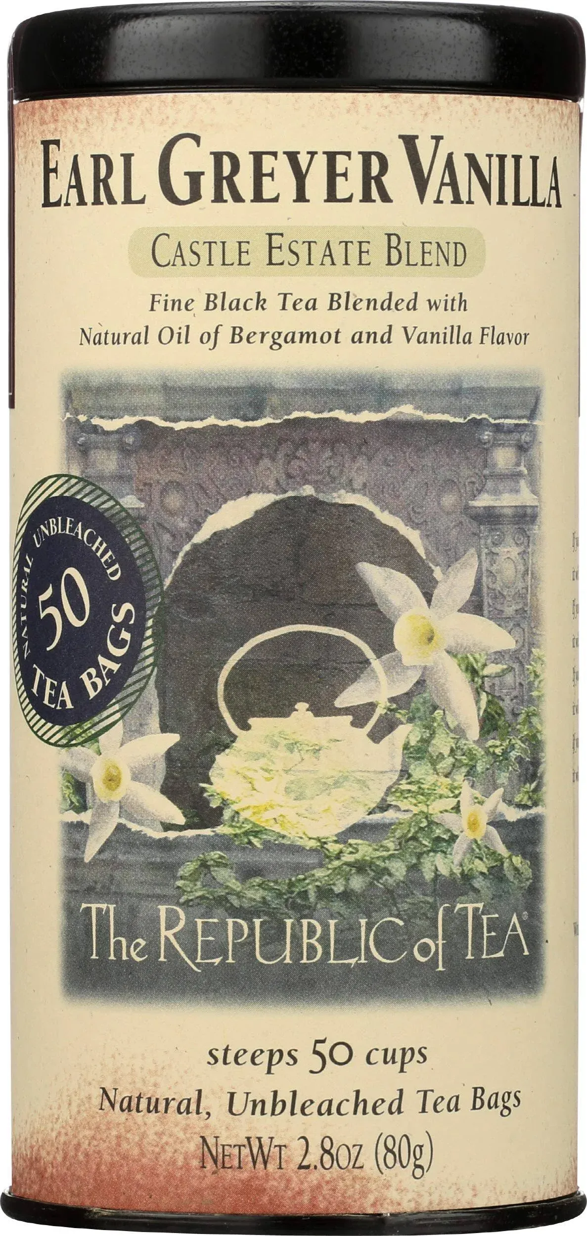 The Republic Of Tea Black Tea, Earl Greyer Vanilla, Bags - 50 bags, 2.8 oz