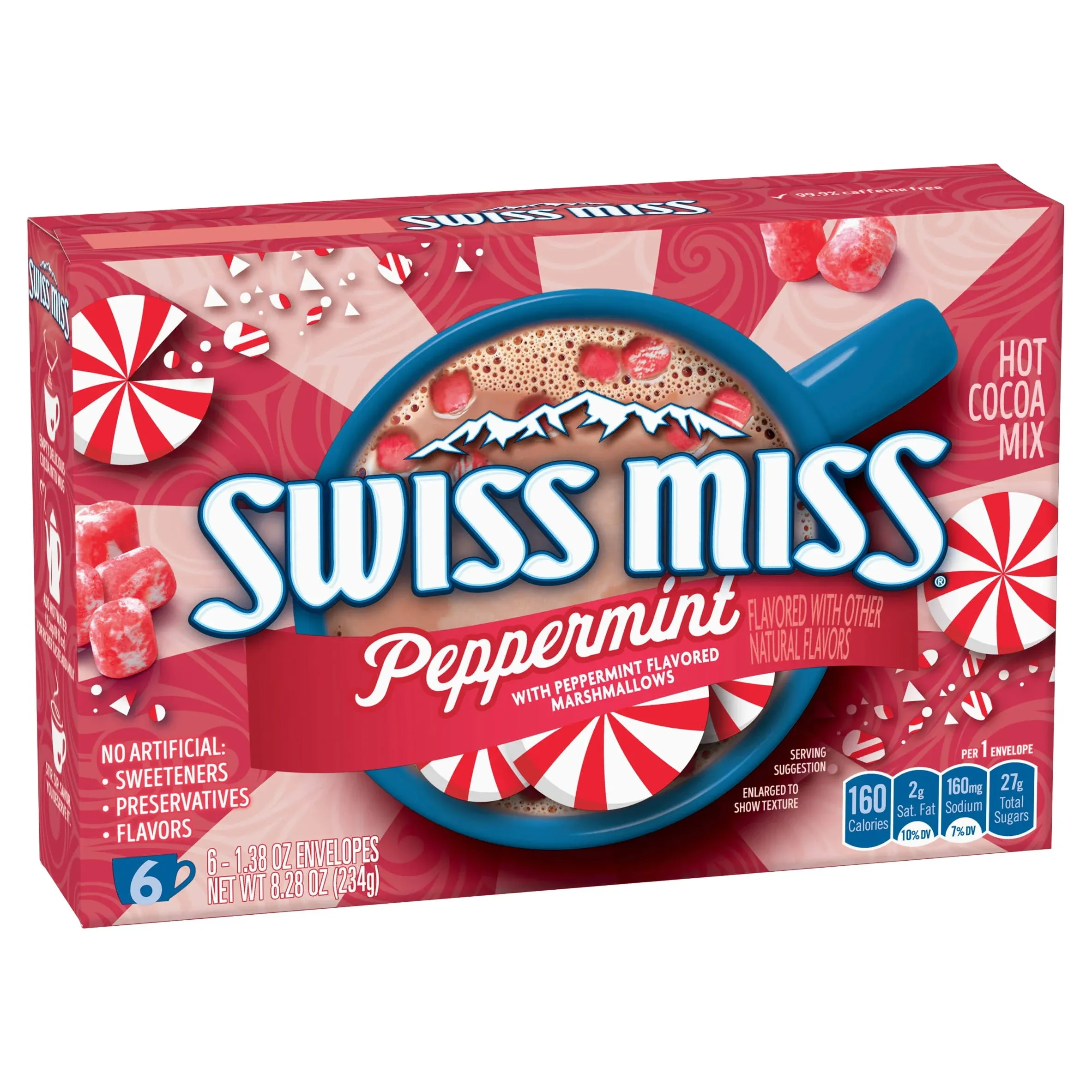 Swiss Miss Hot Cocoa Mix, Peppermint Flavored - 6 pack, 1.38 oz envelopes