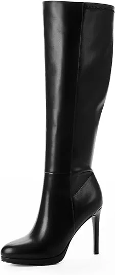 Modatope Knee High Boots Women Platform Boots Pointed Toe Tall Boots 4 In Stiletto High Heel Long Boots Side Zipper Dress Knee High Boots